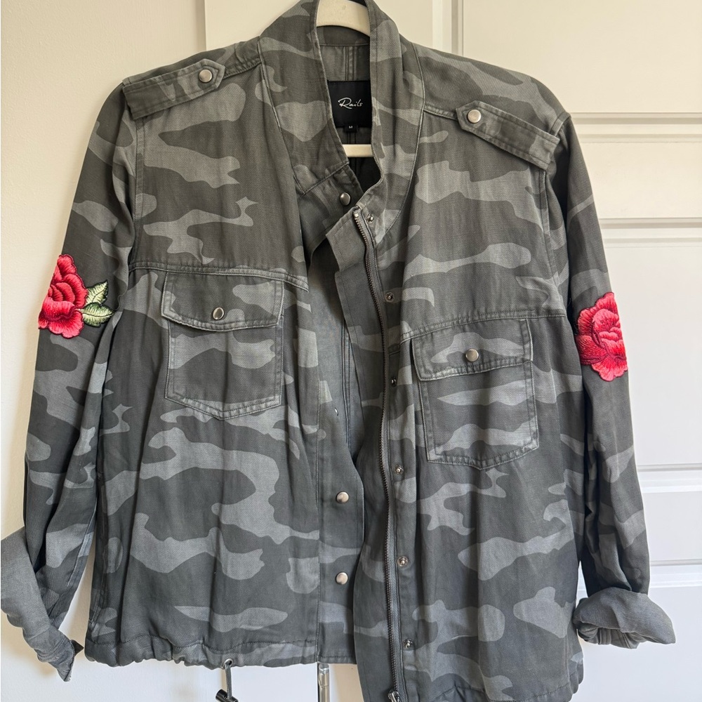 Rails jacket with Red Rose Embroidery